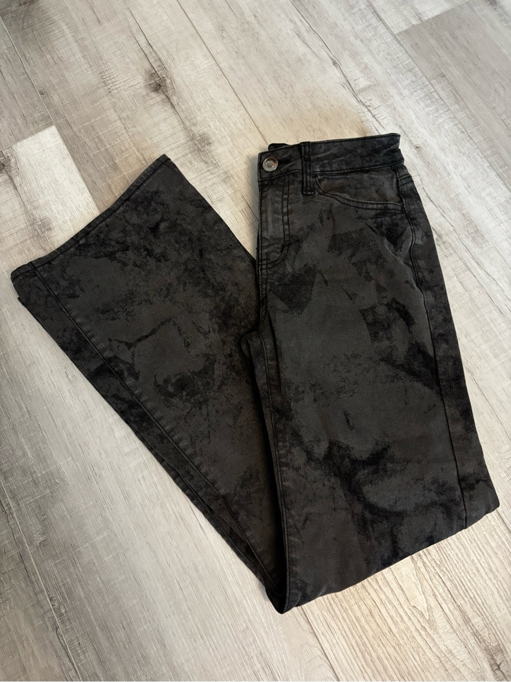 Project Indigo Black Marbled Distressed Stretch Jeans Size 1
